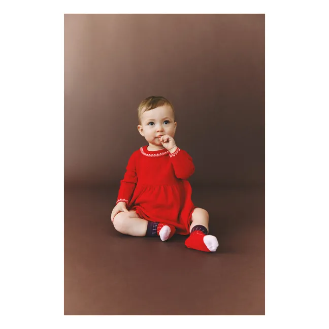 Lot de 2 Paires de Chaussettes Contrastées Laine | Rouge