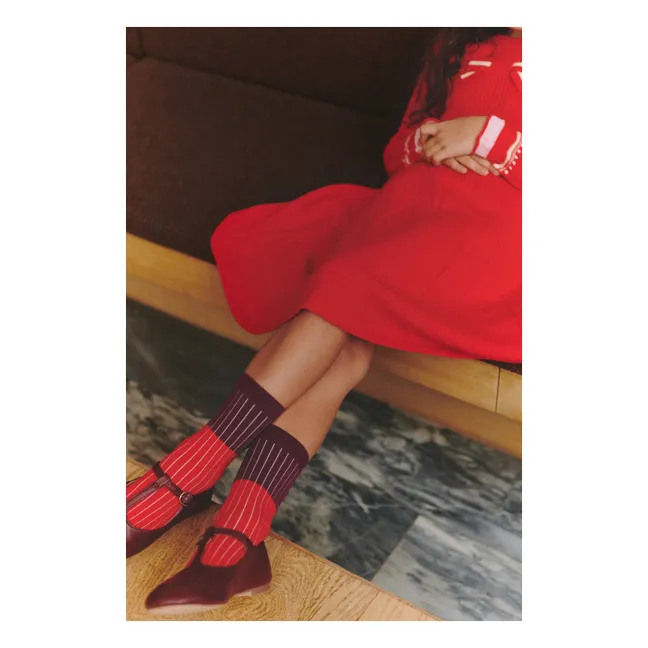 Lot de 2 Paires de Chaussettes Contrastées Laine | Rouge