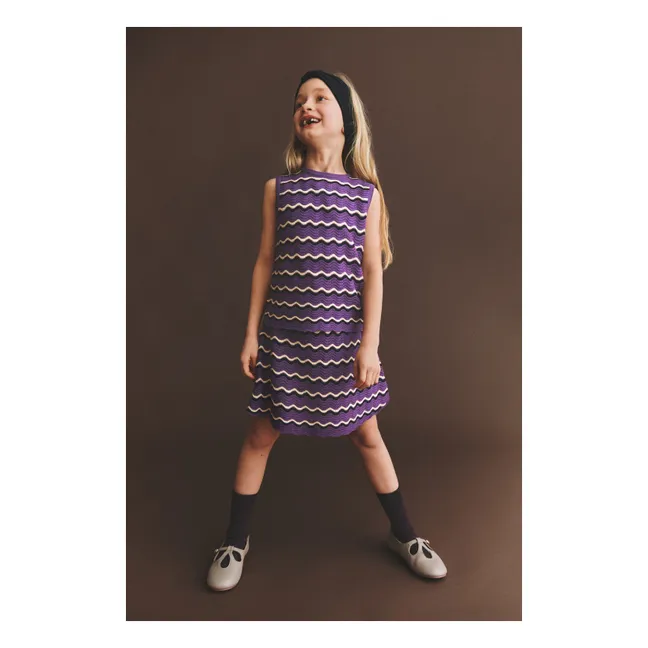 Jupe Pointelle Vagues Laine Mérinos | Violet