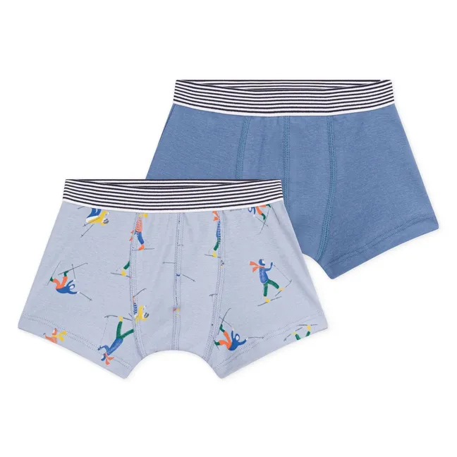 Lot de 2 Boxers Ski Coton Bio | Bleu