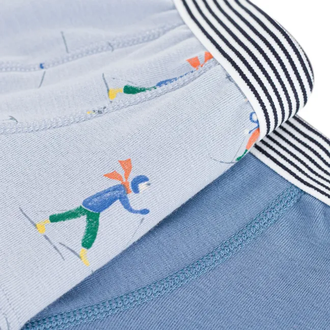 Lot de 2 Boxers Ski Coton Bio | Bleu