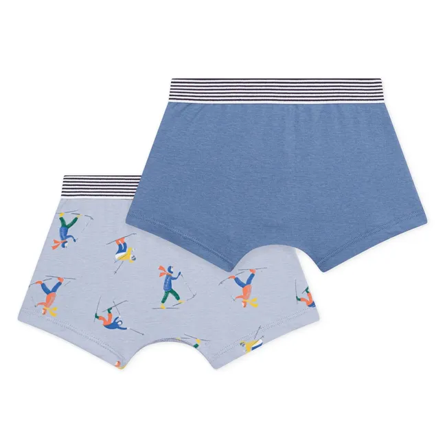 Lot de 2 Boxers Ski Coton Bio | Bleu