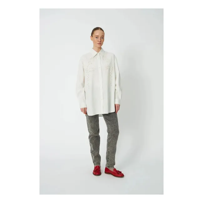 Chemise Broderies Coton Bio | Blanc