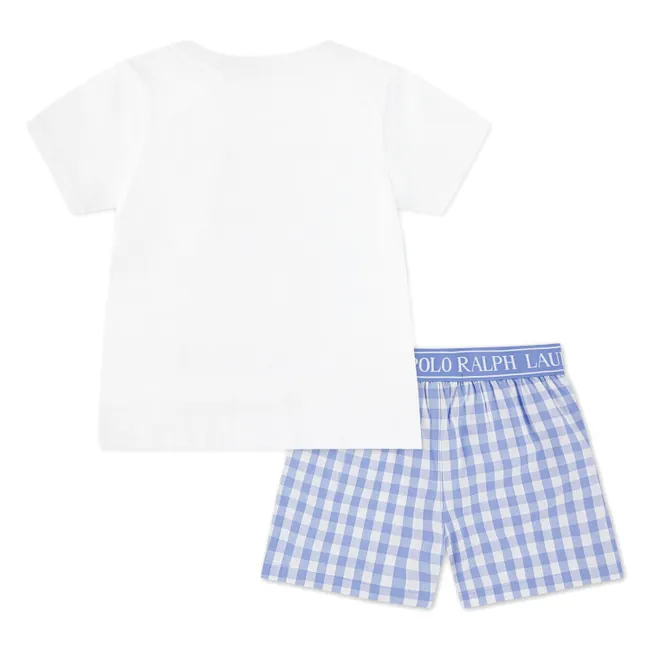 Pyjama T-shirt et Short Carreaux | Bleu Clair