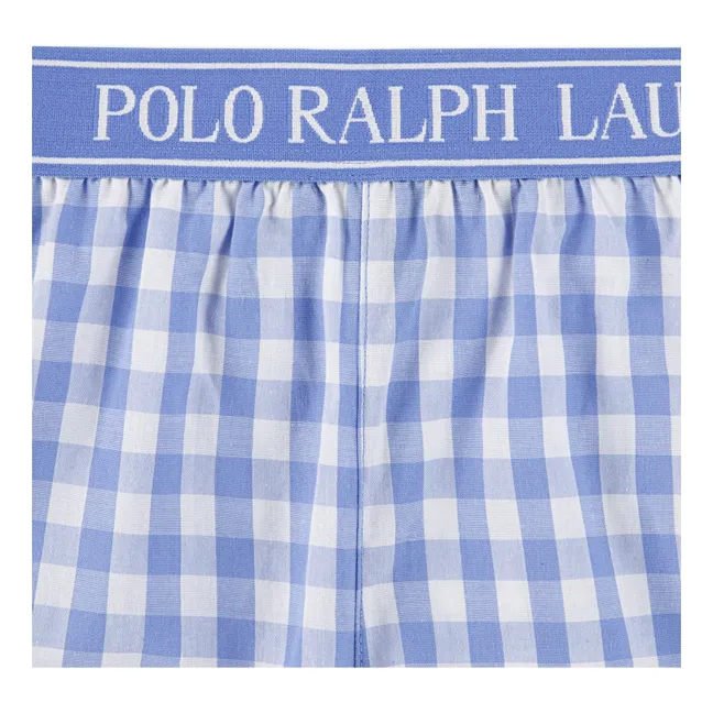 Pyjama T-shirt et Short Carreaux | Bleu Clair