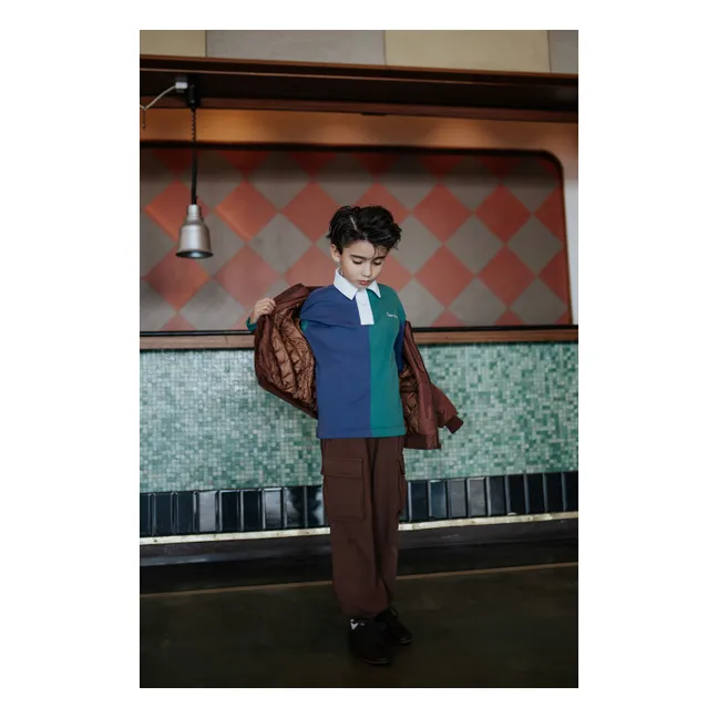 Striped Organic Cotton Polo-Neck Sweatshirt | Green