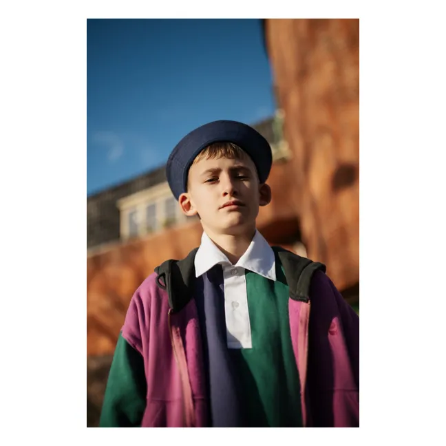 Striped Organic Cotton Polo-Neck Sweatshirt | Green