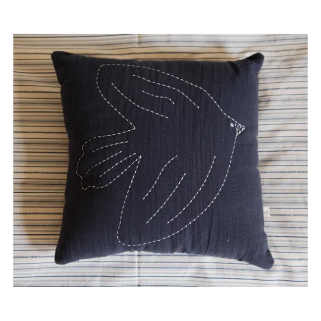 Hector Bird Cushion | Night Blue Gauze