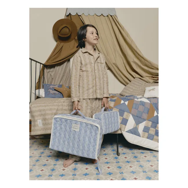 Vadim fabric suitcase | Blue Vichy Cotton