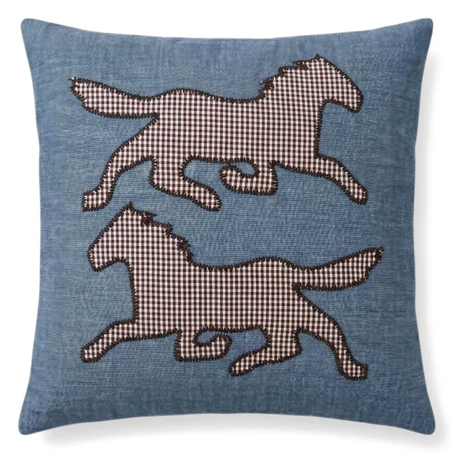 Hector Horse Cushion | Blue Chambray