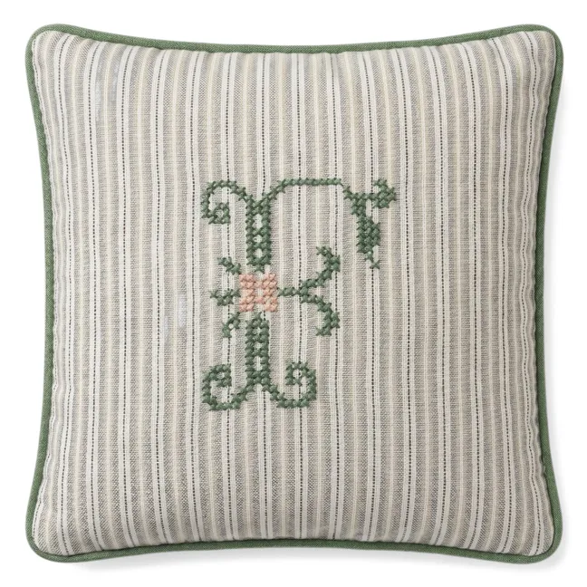 Fawn Clovis cushion | Grey Stripes Poplin