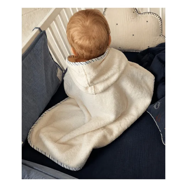Poncho de bain Paula | Popeline Rayures Azur