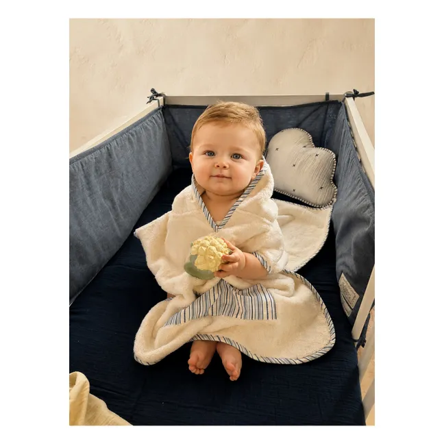 Paula bathing poncho | Azure Stripes Poplin
