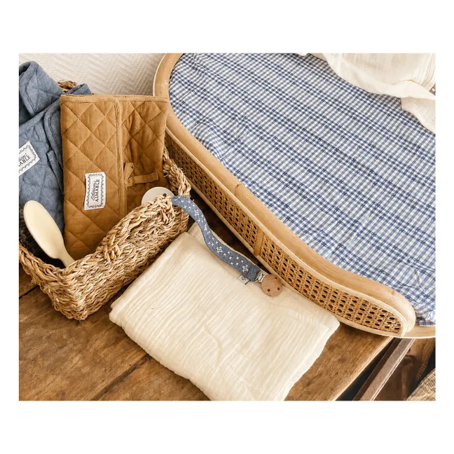 Denise changing mat cover sheet | Blue Vichy Cotton
