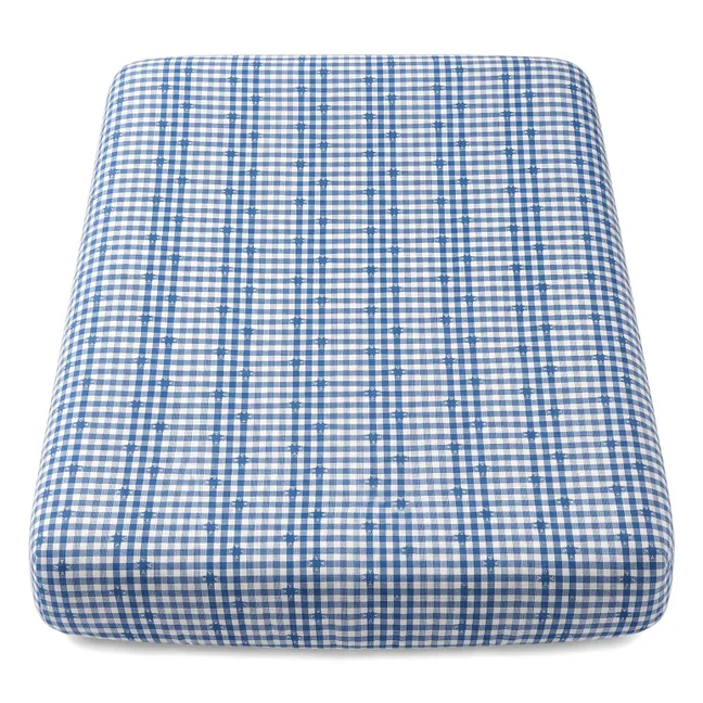 Denise changing mat cover sheet | Blue Vichy Cotton