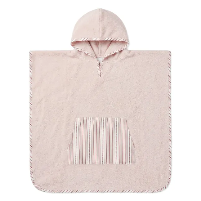 Poncho de bain Paula | Popeline Rayures Framboise