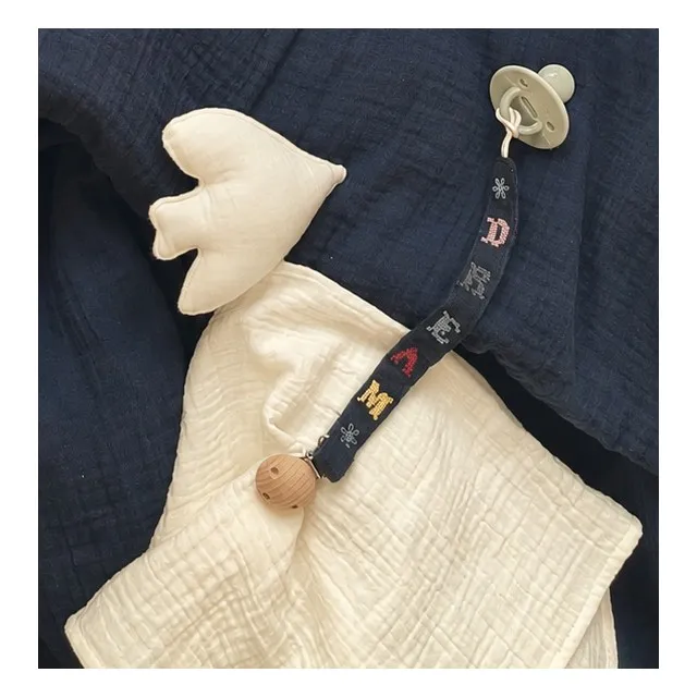 Auguste pacifier clip | Night Blue Gauze