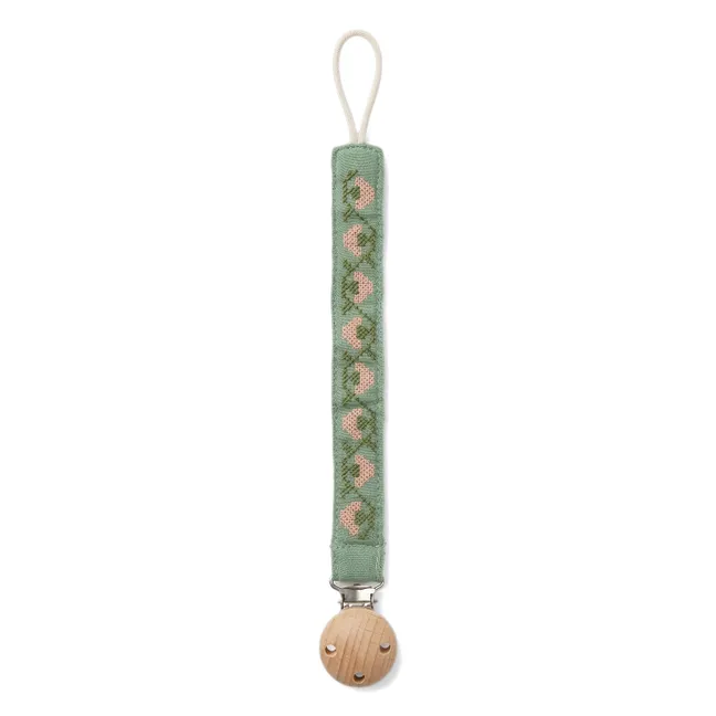 Auguste pacifier clip | Moss Green Gauze