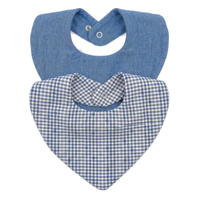 Bandana Brigitte - Set of 2 | Blue Vichy Cotton