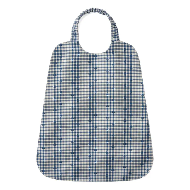 Large Gustave bib | Blue Vichy Cotton