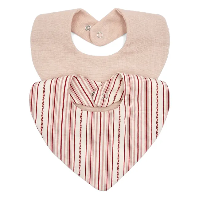 Bandana Brigitte - Set of 2 | Raspberry Stripes Poplin