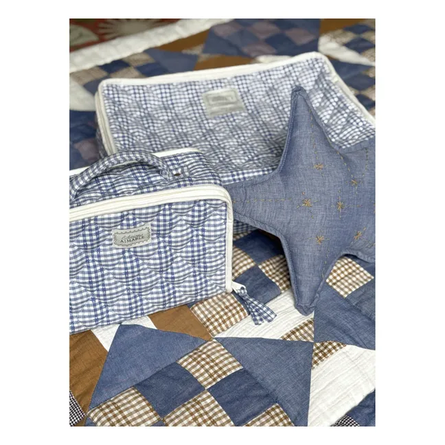 Vadim fabric suitcase | Blue Vichy Cotton