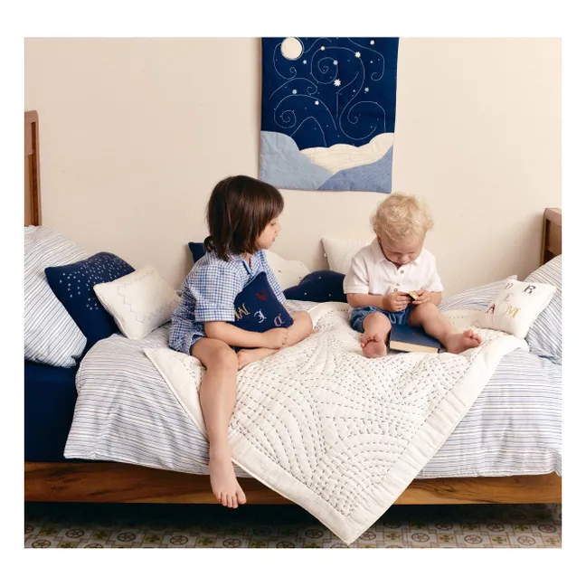Coussin frise brodée Camille | Gaze Ivoire
