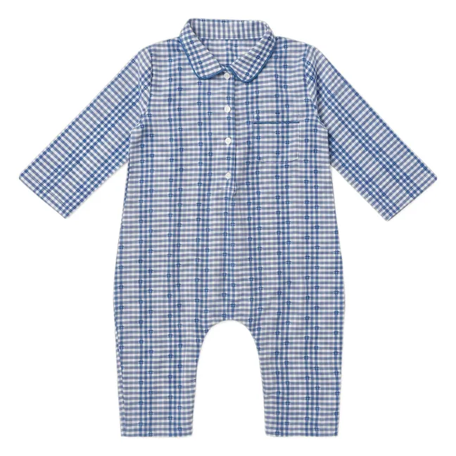 Barboteuse Balthazar | Coton Vichy Bleu