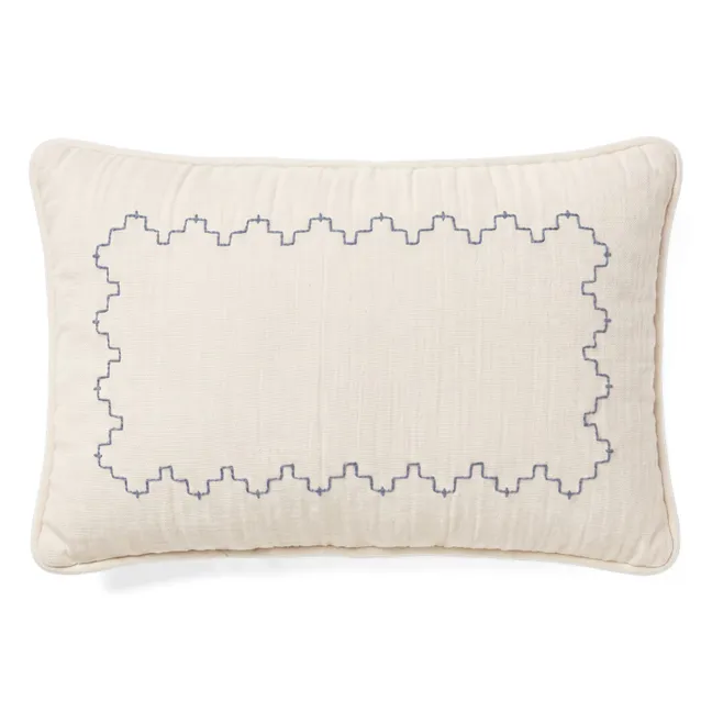 Coussin frise brodée Camille | Gaze Ivoire