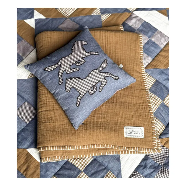 Hector Horse Cushion | Blue Chambray