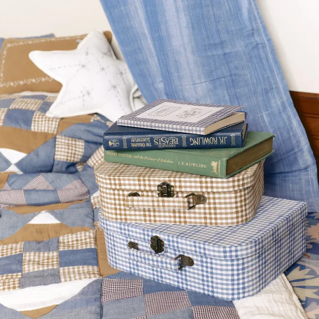 Valisette Victoire - Set of 2 | Blue Vichy Cotton