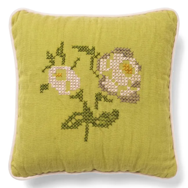 Clovis Flower Cushion | Pistachio green