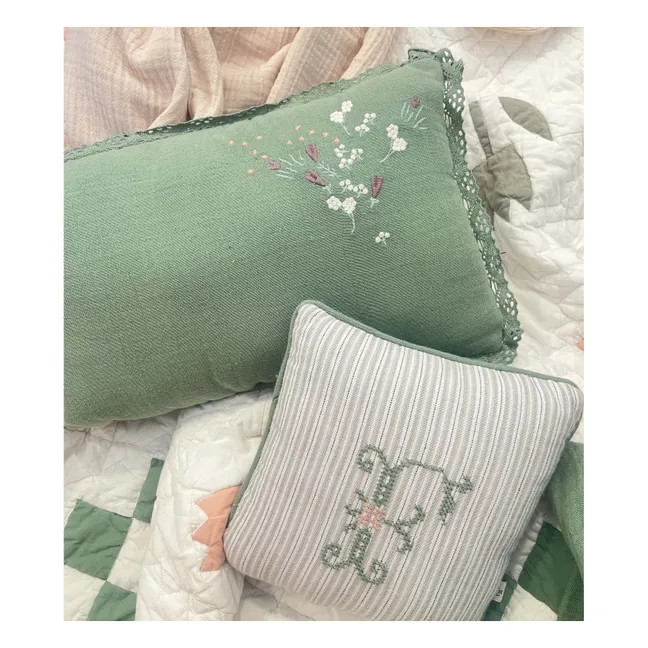 Fawn Clovis cushion | Grey Stripes Poplin