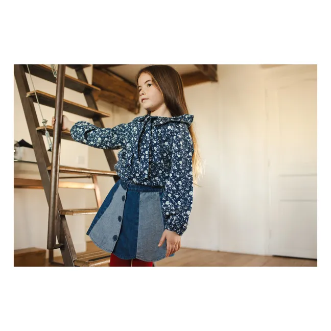 Jupe Bloom Rayée Denim | Bleu