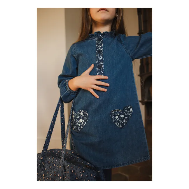 Sac Pompom Léopard Denim | Bleu Clair