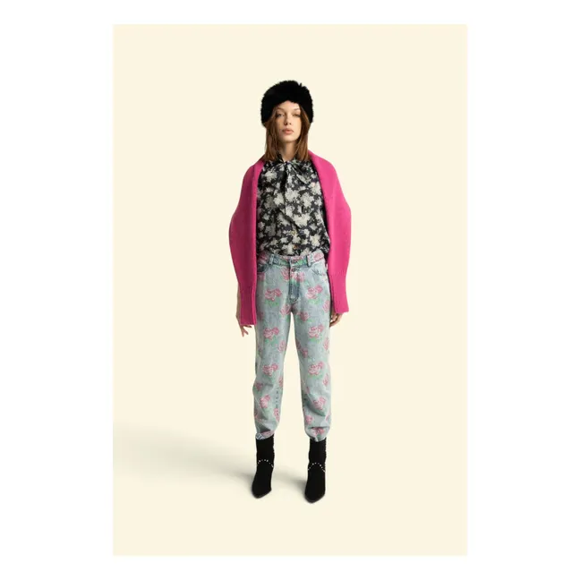 Jean Fleurs Coton | Bleu Clair