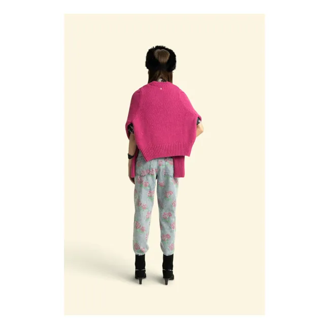 Jean Fleurs Coton | Bleu Clair