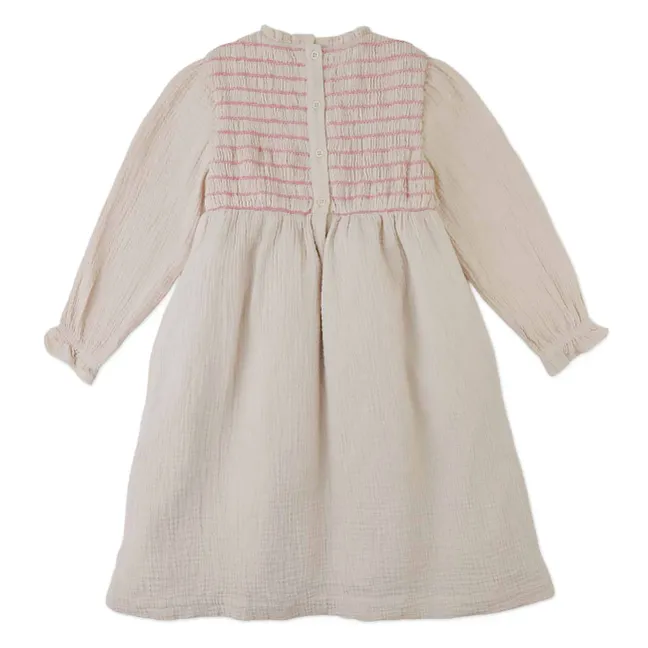 Robe Brodée Emmaline Gaze de Coton | Beige