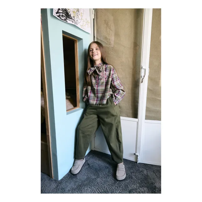 Josephine Checkered Blouse | Forest Green