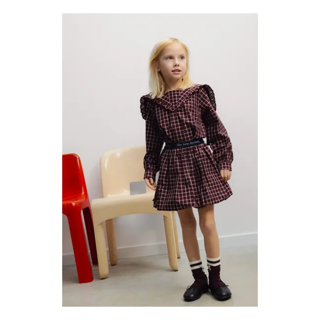 Orbit Checkered Blouse | Burgundy