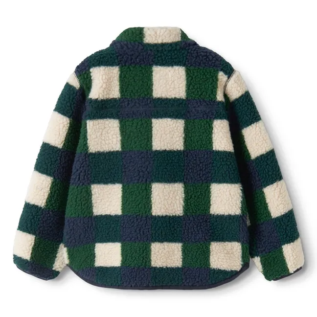 Veste Façon Sherpa Nolan Carreaux Fibres Recyclées | Bleu marine