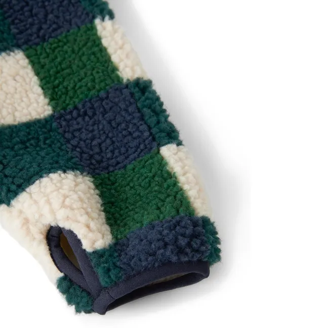 Veste Façon Sherpa Nolan Carreaux Fibres Recyclées | Bleu marine