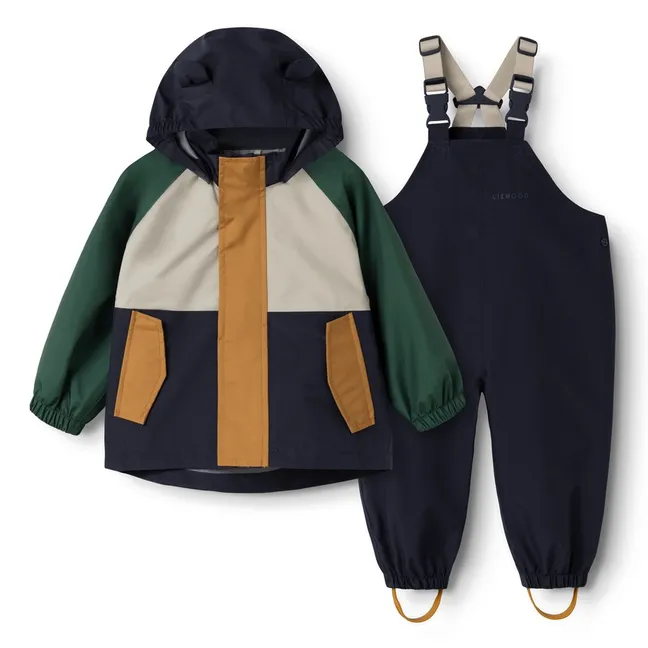Ensemble de Pluie Manu Colorblock Fibres Recyclées | Vert foncé