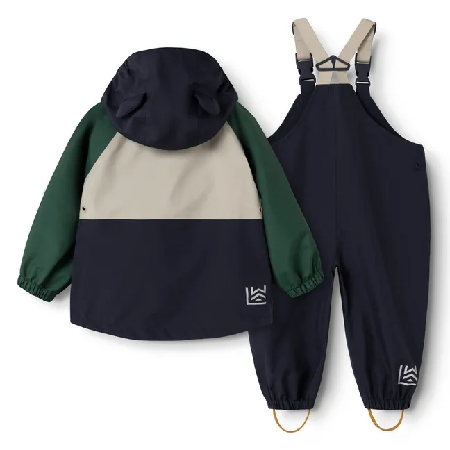 Ensemble de Pluie Manu Colorblock Fibres Recyclées | Vert foncé