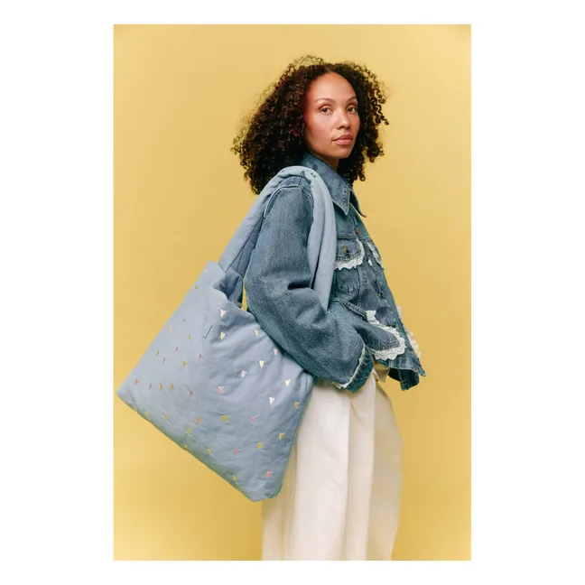 Hearts Denim Mom Bag
