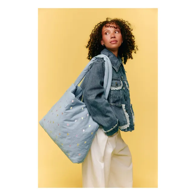 Hearts Denim Mom Bag