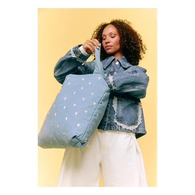 Hearts Denim Mom Bag