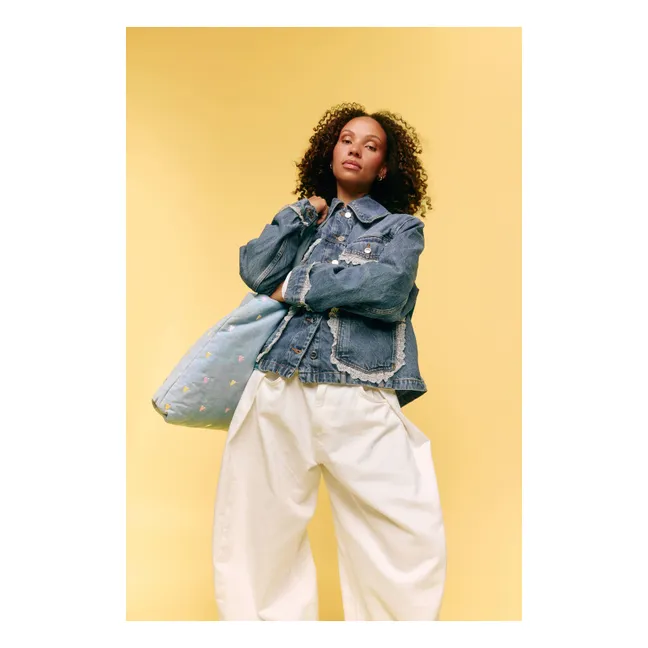 Hearts Denim Mom Bag
