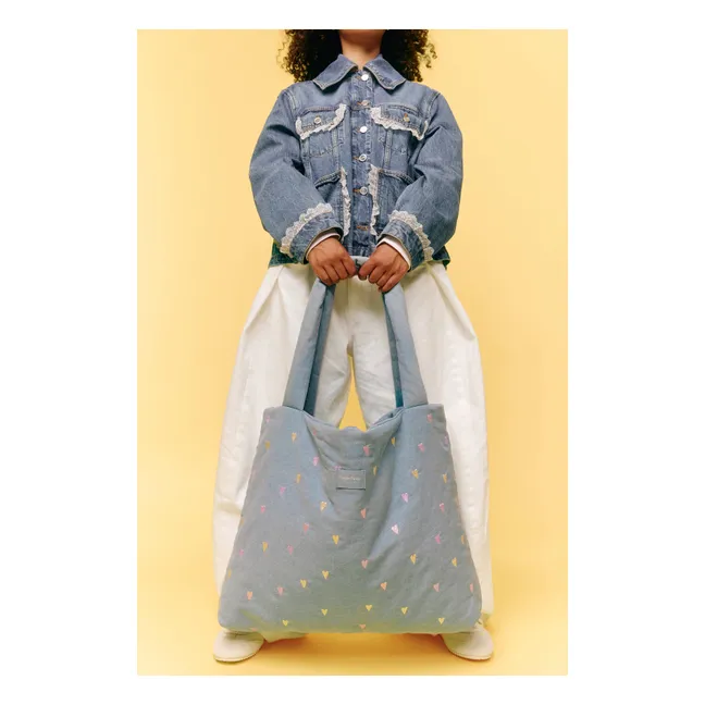 Hearts Denim Mom Bag