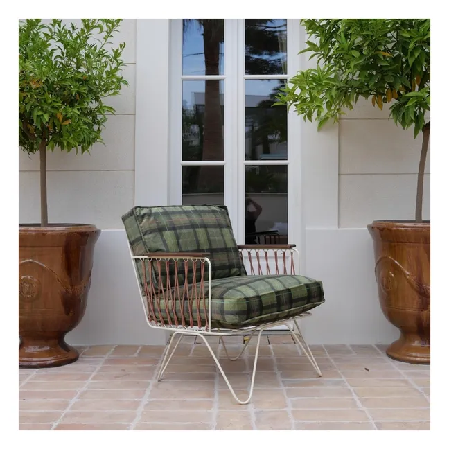 Fauteuil Croisette velours tartan | Vert